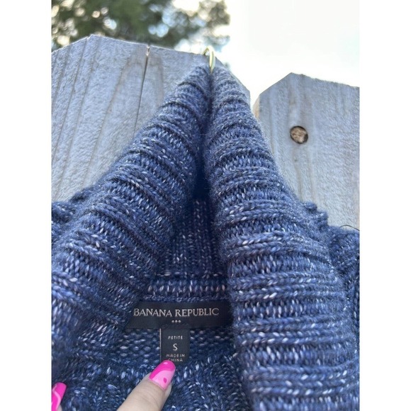 Turtleneck Sweater by Banana Republic Repreve Women Petite Small Blue Winter Nwt - Picture 6 of 11